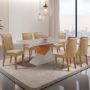 Ver imagem 2 de Mesa de Jantar Aster 180 cm Tampo MDF Vidro Canto Copo com 6 Cadeiras Yasmin