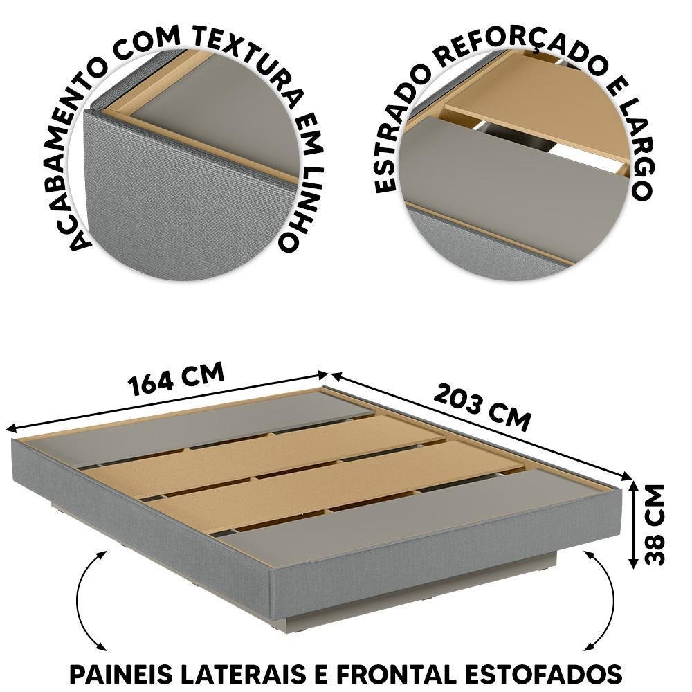 Cama Flutuante Queen Reforçada Bristol Linea Brasil Titanio - 4