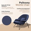 Ver imagem 3 de Poltrona Womb Chair sem Puff Linho Base Preta Linha Premium Design Moderno Quarto Leitura - Azul