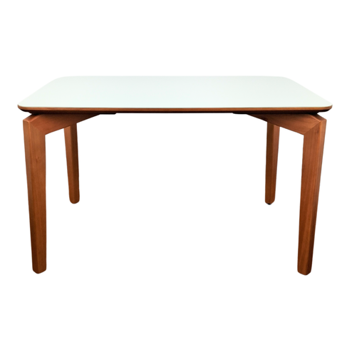 Mesa Alpha 130x90cm - Castanho Claro Tampo Vidro Off White