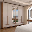 Ver imagem 3 de Guarda-roupa Casal Hill 6 Portas 3 Gavetas com Espelho 100% Mdf Freijó Trend/off White Tx - Panorama