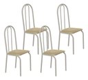 Ver imagem 1 de Kit 4 Cadeiras Ubatuba Corino Creme Tubo Champanhe