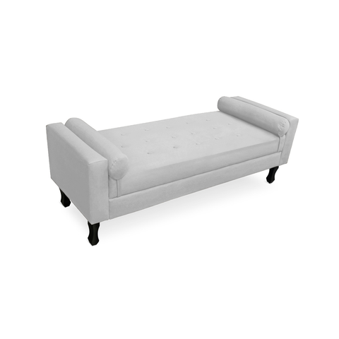 Recamier Calçadeira Fênix Baú Estofado Quarto Casal 140cm Suede Branco
