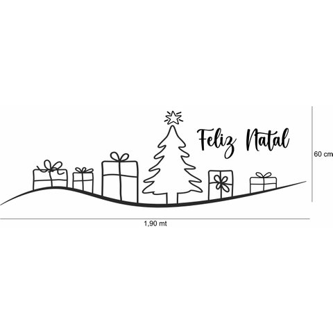 Adesivo de Feliz Natal Pinheiro e Caixa de Presente Lojas