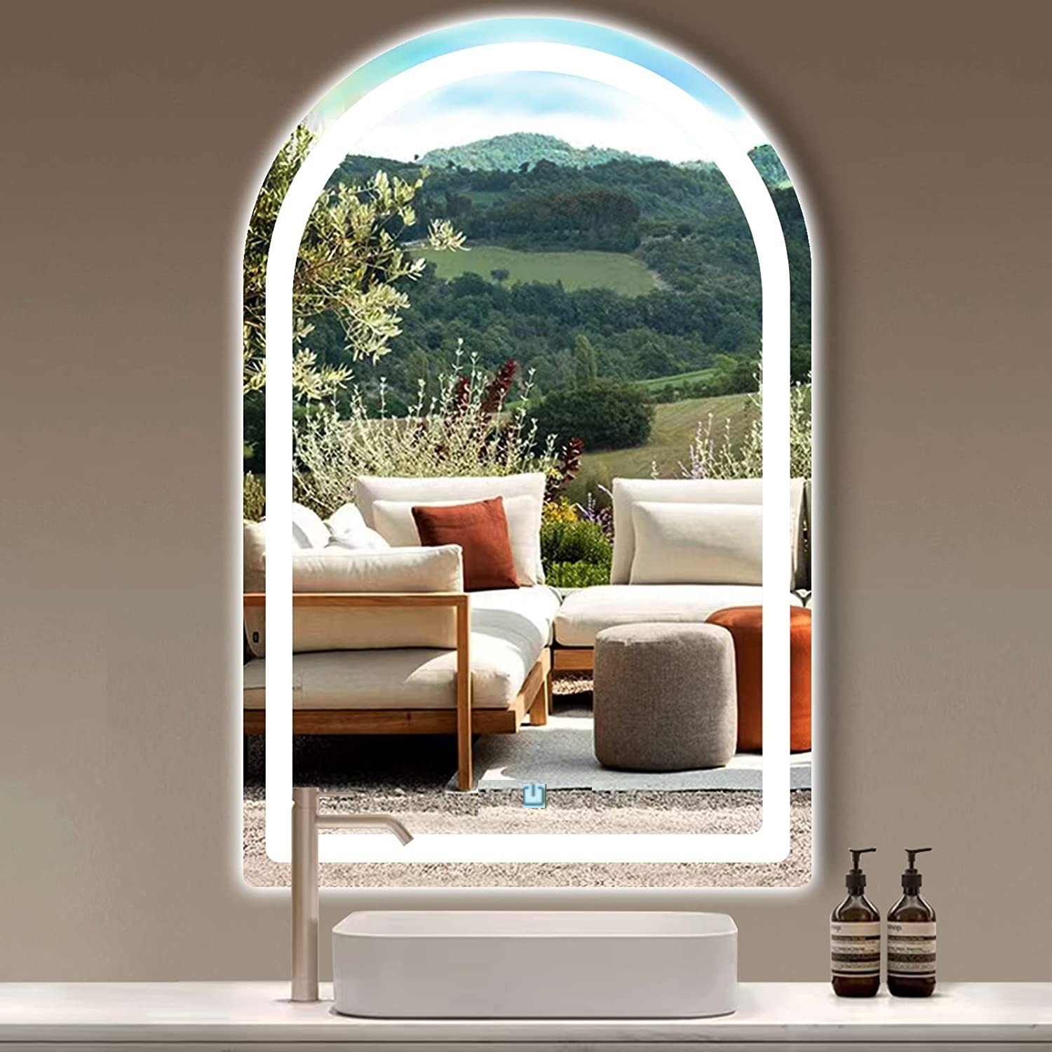 Ver imagem 2 de Espelho Jateado Arco Grande Iluminado com Led Frio Touch 150x60cm