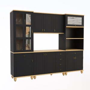 Cozinha Compacta Retrô 4 Peças Preto/marfim