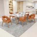 Ver imagem 2 de Kit 06 Cadeiras de Jantar e Estar Living Estofada Lince L02 Couríssimo Camel - Lyam Decor