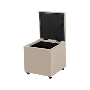 Baú Banqueta Texas 40x40 P/ Organização em Veludo Costurado:bege