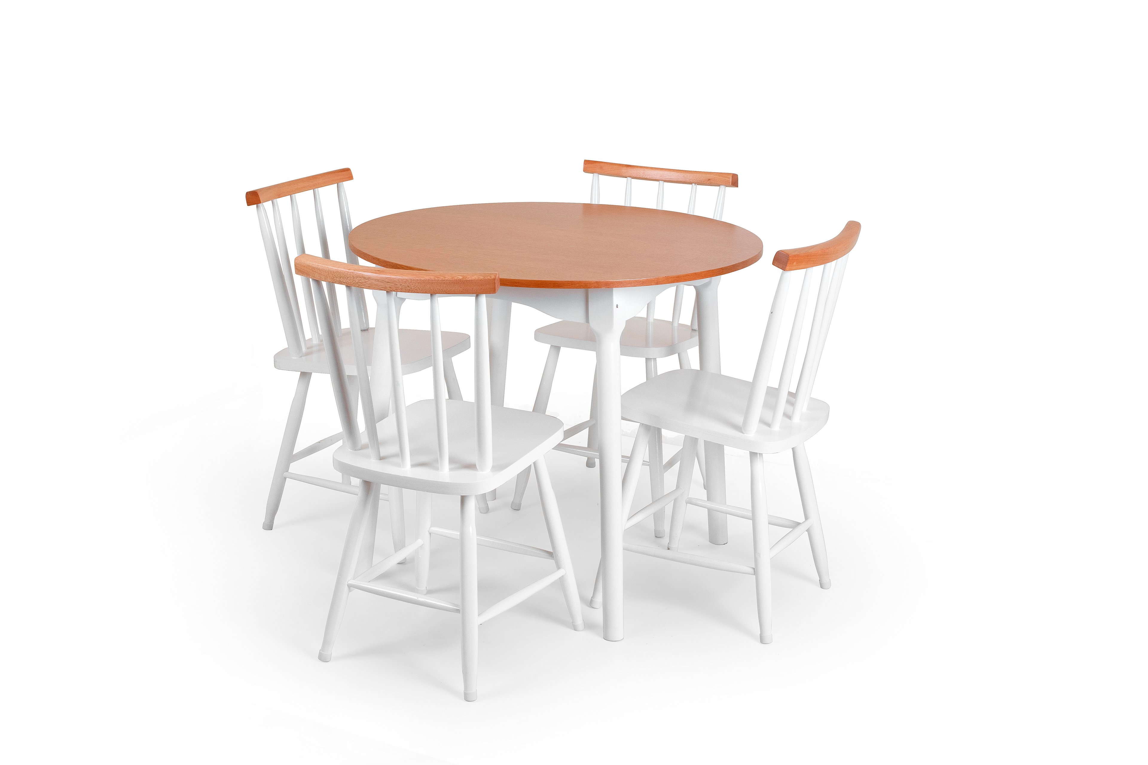 Jogo de Jantar Colonial Clássico Mesa Redonda Branca 4 Cadeiras Brancas Cozinha - 2