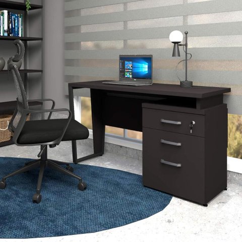 Mesa de Escritório 1,20m com Gaveteiro 3 Gavetas F5