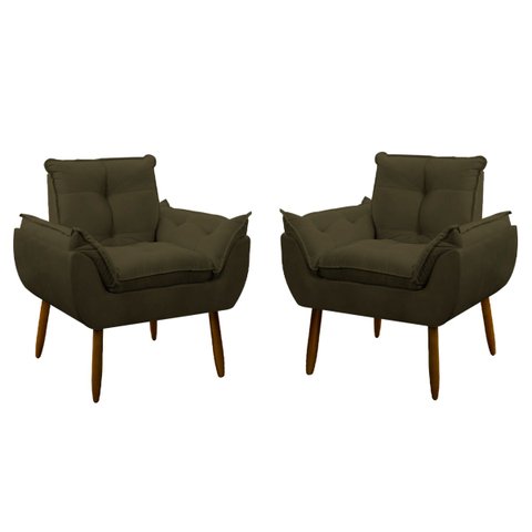 Kit 2 Poltrona Decorativa Sala Estar Escritório Quarto Prime: Marrom