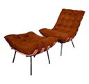 Ver imagem 1 de Kit Poltrona Costela com Puff para Sala Suede Telha