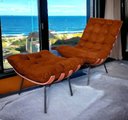 Ver imagem 4 de Kit Poltrona Costela com Puff para Sala Suede Telha