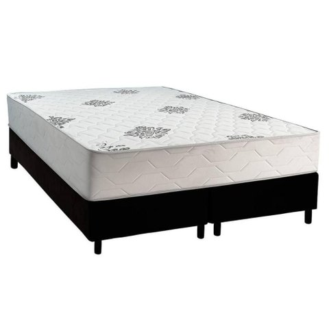 Cama Box Queen: Colchão Ortopédico Inovaflex Comfort Premium+base Crc Corano Black (158x198)