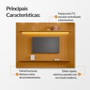 Ver imagem 3 de Painel Tv Roma Ripado com Led e Prateleira para Sala e Quarto Design Moderno - Cinamomo