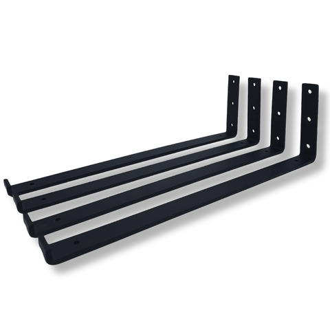 4 Suportes para Prateleira 40cm Design L Moderno Aço Alta Durabilidade Mão Francesa de Parede Preto