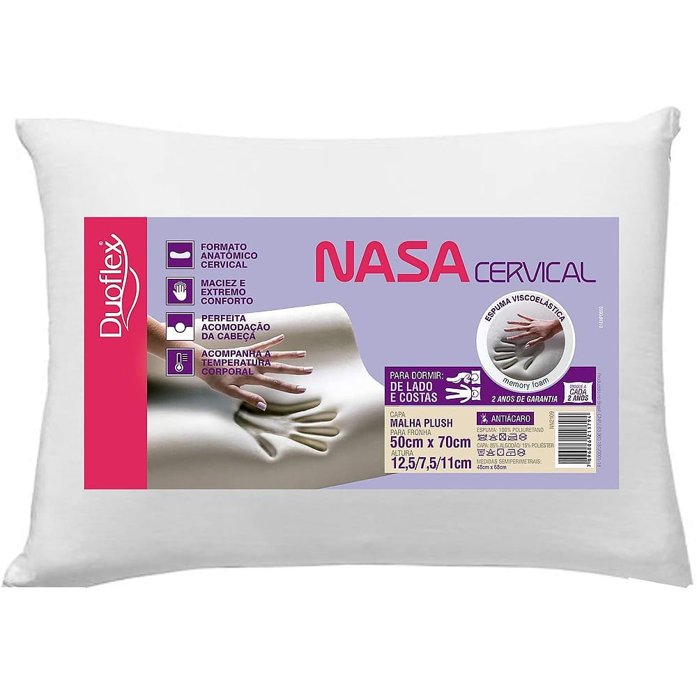 Travesseiro Nasa 50x70 Cervical Duoflex