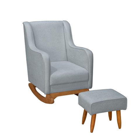 Cadeira de Amamentação Poltrona Balanço Áquila c/Puff - Boucle Cinza