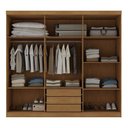 Ver imagem 2 de Guarda-roupa Solteiro Lancaster 6 Portas 3 Gavetas 100% Mdf com Espelho Cinamomo/off White - Panoram