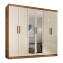 Ver imagem 3 de Guarda-roupa Solteiro Lancaster 6 Portas 3 Gavetas 100% Mdf com Espelho Cinamomo/off White - Panoram