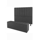 Ver imagem 1 de Kit de Quarto Roma Cabeceira de Cama Box e Calçadeira Baú Casal 140 Cm Suede Grafite do Lar Móveis e