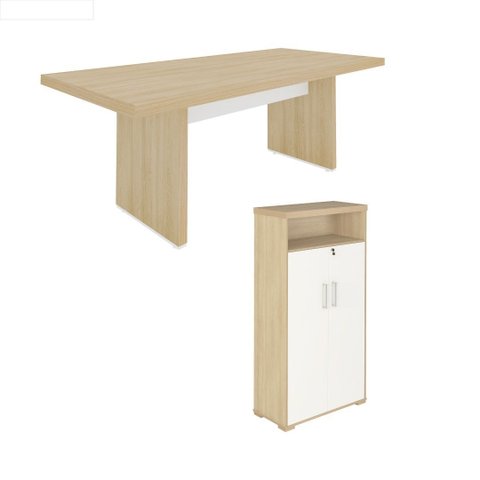 Conjunto Escritório: Mesa Reunião 6199 + Armário 6207