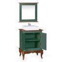 Ver imagem 2 de Gabinete para Banheiro 2 Portas com Cuba e Espelheira Dália 3057 - Verde Musgo/imbuia Glazer
