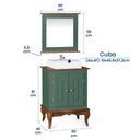 Ver imagem 6 de Gabinete para Banheiro 2 Portas com Cuba e Espelheira Dália 3057 - Verde Musgo/imbuia Glazer