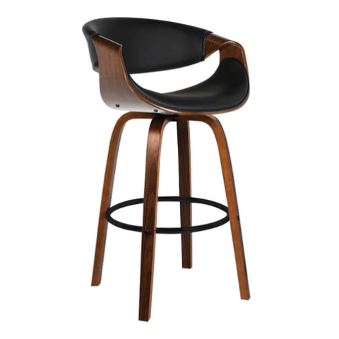 Banqueta Nicole Base Madeira Giratória Pu Várias Cores ou Linho Creme - Rivatti