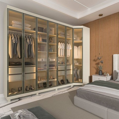 Guarda-Roupa Modulado com Vidro Reflecta 100% MDF 302,6x240cm Imperatriz