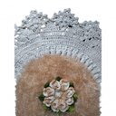 Ver imagem 3 de Tapete de Crochê Luxo Branco e Marrom Artesanal