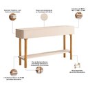 Ver imagem 3 de Aparador para Sala de Estar Orgânico Pés Madeira Maciça 136cm Fontana B01 Off White - Lyam Decor