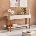 Ver imagem 1 de Aparador para Sala de Estar Orgânico Pés Madeira Maciça 136cm Fontana B01 Off White - Lyam Decor