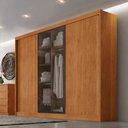 Ver imagem 4 de Guarda Roupa Casal Londres 3 Portas 1 com Vidro Reflecta 6 Gavetas Cinamomo - Novo Horizonte