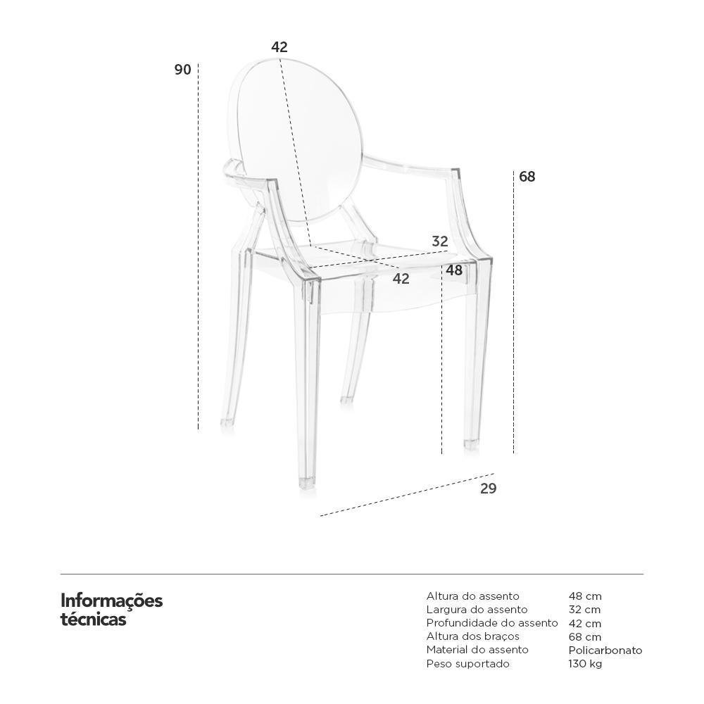 Cadeira de jantar cozinha design acrílica Ghost Sofia Incolor - 3
