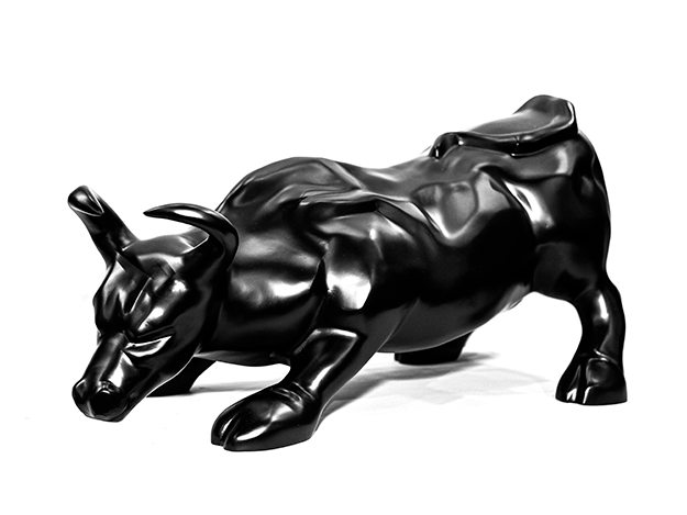 Escultura Estátua Decorativa Touro Wall Street Grande 82cm:preto Fosco