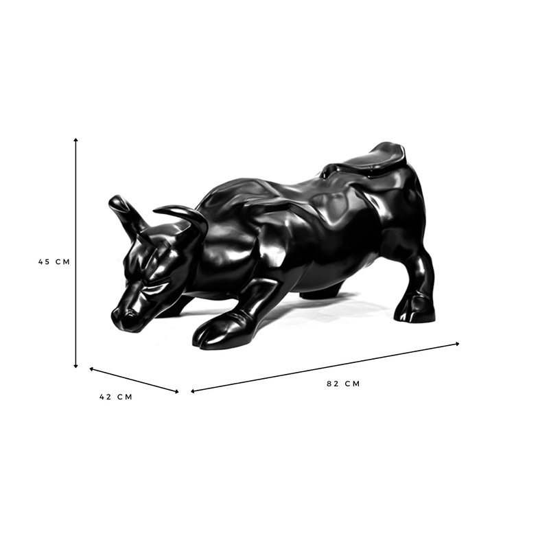 Escultura Estátua Decorativa Touro Wall Street Grande 82cm:preto Fosco - 4