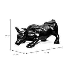 Escultura Estátua Decorativa Touro Wall Street Grande 82cm:preto Fosco - 4