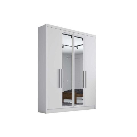 Guarda Roupa Casal 4 Portas (2 C/ Espelho) e 3 Gavetas Moderni/sevilha Neve - Novo Horizonte