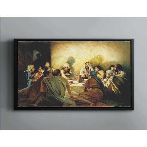 Quadro Decorativo  Santa Ceia Jeruzalem Canvas Filete  Gg