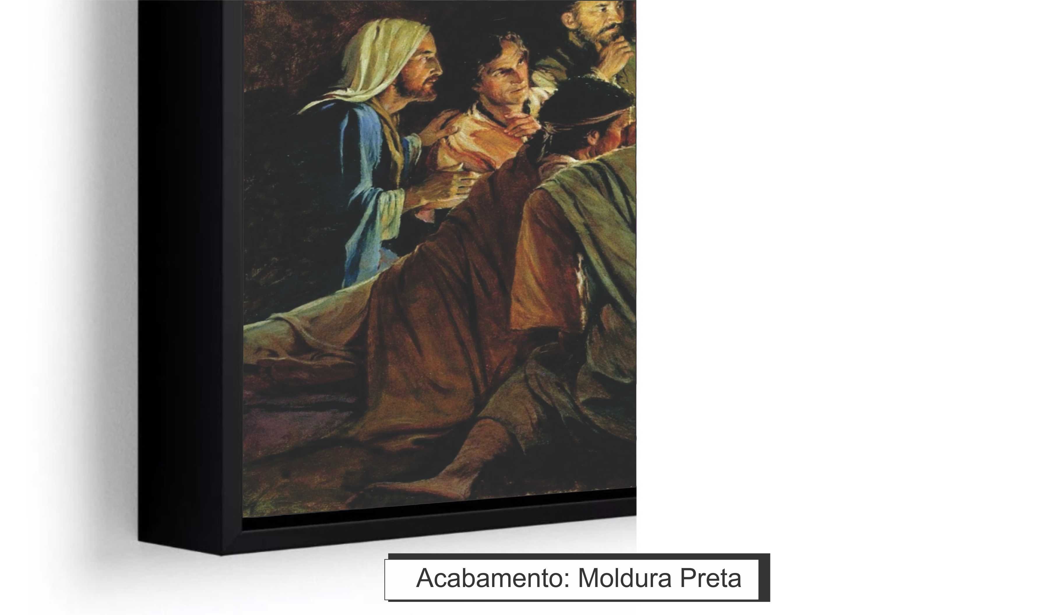 Quadro Decorativo  Santa Ceia Jeruzalem Canvas Filete  Gg - 3