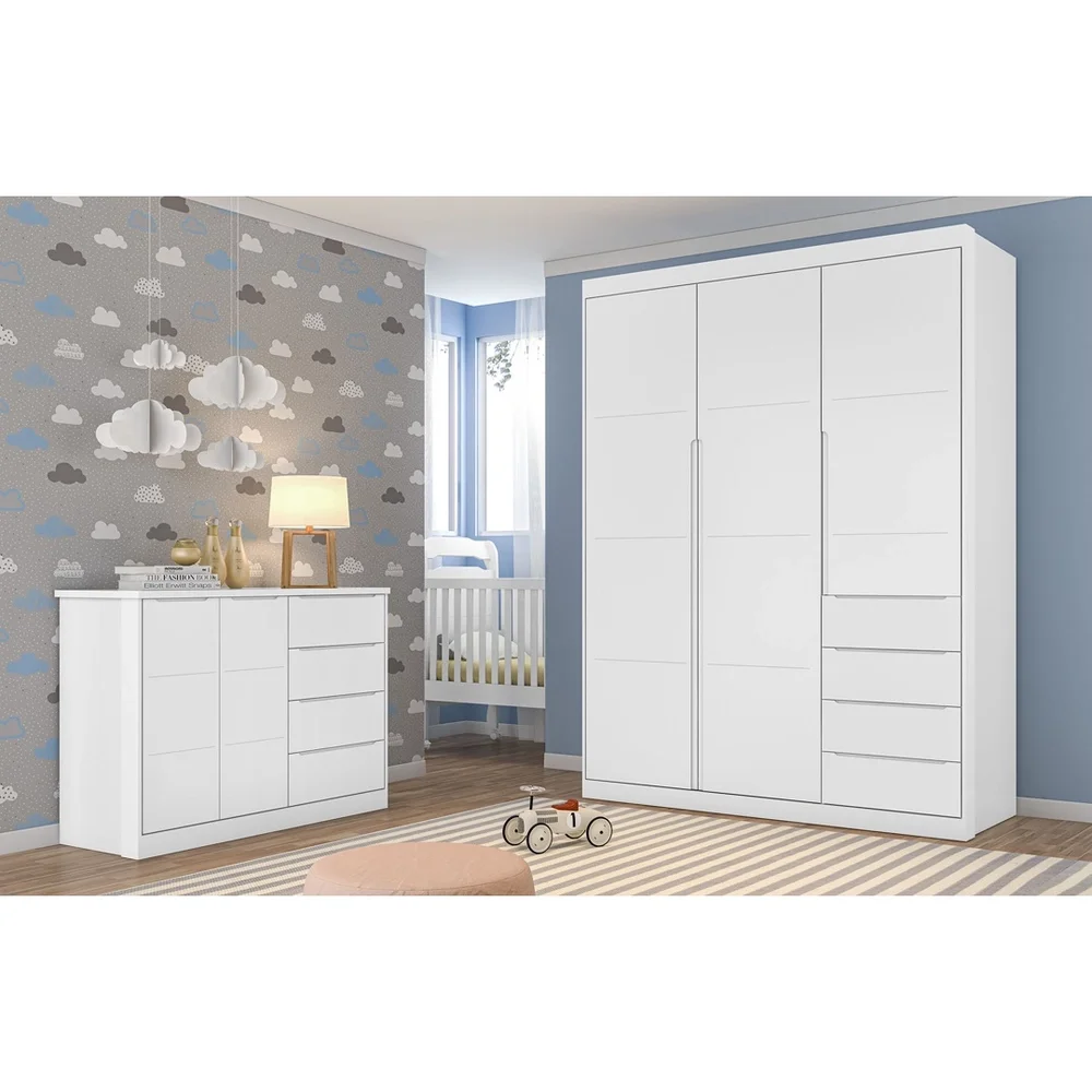 Quarto Completo Infantil Pérola Branco Phoenix Baby - 11