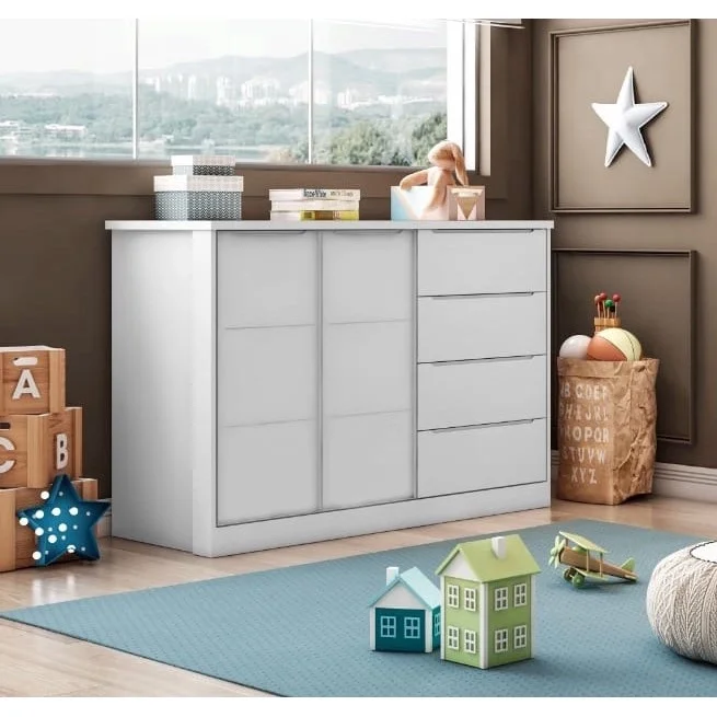 Quarto Completo Infantil Pérola Branco Phoenix Baby - 7