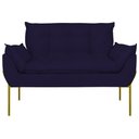 Ver imagem 4 de Poltrona Sofá Luxo Base Metal Dourado Recepção Escritório Azul Marinho