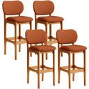 Ver imagem 1 de Kit 04 Banquetas Alta Bar Cozinha Sala Jantar Fixa Betta L02 Imbuia Tecido Terracota - Lyam Decor