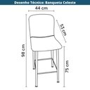 Ver imagem 6 de Kit 2 Banquetas Altas Celeste Rivatti 98cm (altura) em Tecido Off White e Base em Aço Pintada À P