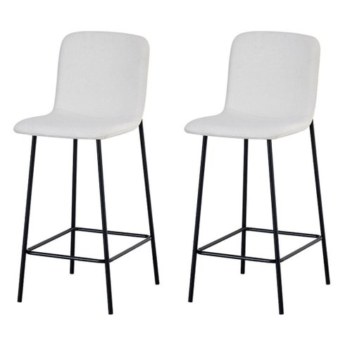 Kit 2 Banquetas Altas Celeste Rivatti 98cm (altura) em Tecido Off White e Base em Aço Pintada À P