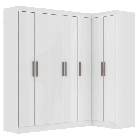 Guarda Roupas Modulado de Canto Madrid com 7 Portas Branco Maxel
