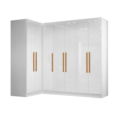 Guarda Roupas Modulado de Canto Madrid com 7 Portas Branco Maxel