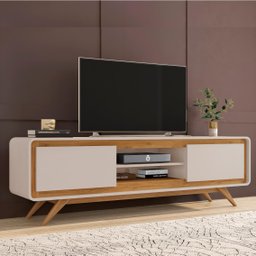 Rack para Tv Sala Channel com 2,20 de Largura e Portas Basculantes - Off White - 2